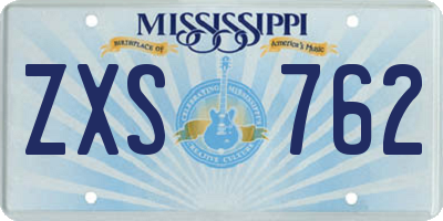 MS license plate ZXS762