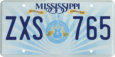 MS license plate ZXS765