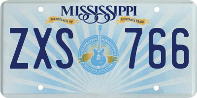 MS license plate ZXS766