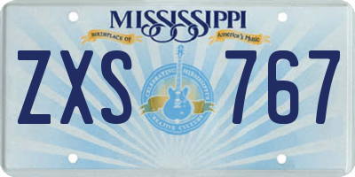 MS license plate ZXS767