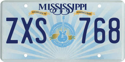MS license plate ZXS768