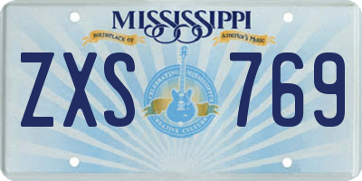 MS license plate ZXS769