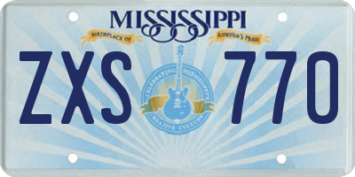 MS license plate ZXS770