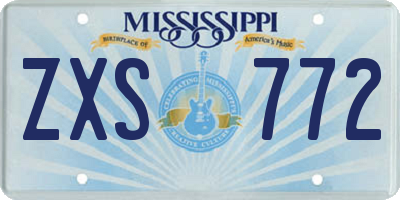 MS license plate ZXS772