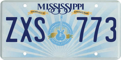 MS license plate ZXS773