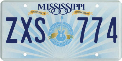 MS license plate ZXS774
