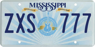 MS license plate ZXS777