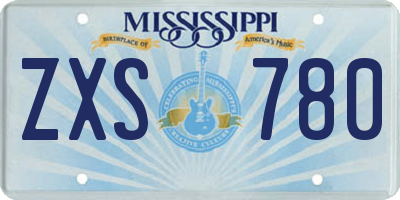 MS license plate ZXS780