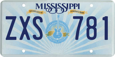 MS license plate ZXS781