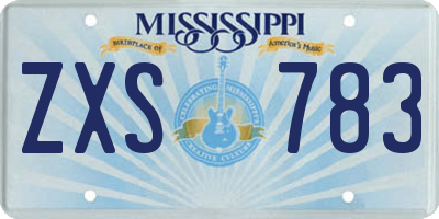 MS license plate ZXS783