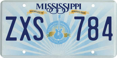 MS license plate ZXS784