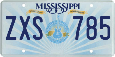 MS license plate ZXS785