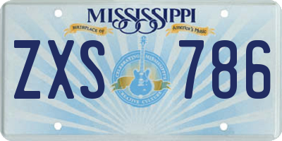 MS license plate ZXS786