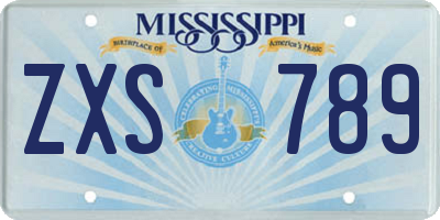 MS license plate ZXS789