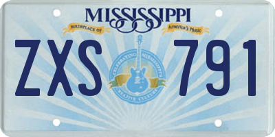 MS license plate ZXS791