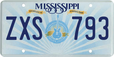 MS license plate ZXS793