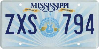 MS license plate ZXS794