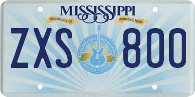 MS license plate ZXS800