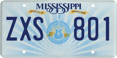 MS license plate ZXS801