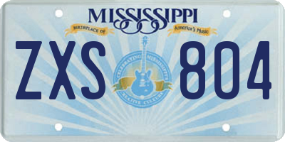 MS license plate ZXS804