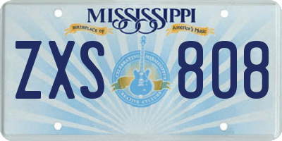 MS license plate ZXS808