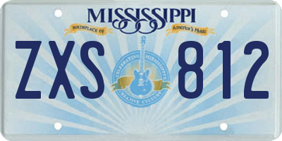 MS license plate ZXS812