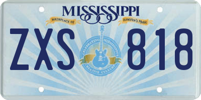 MS license plate ZXS818