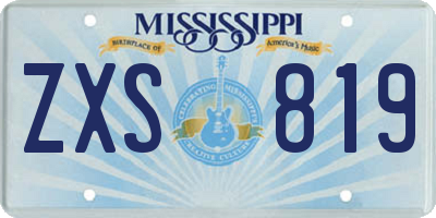 MS license plate ZXS819