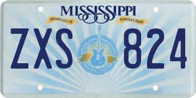 MS license plate ZXS824