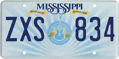 MS license plate ZXS834