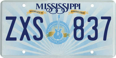 MS license plate ZXS837
