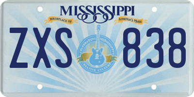 MS license plate ZXS838
