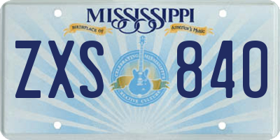 MS license plate ZXS840