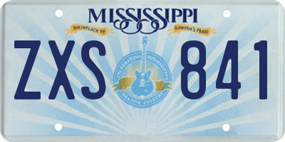 MS license plate ZXS841