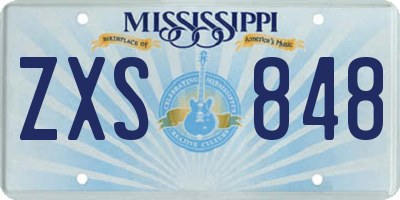 MS license plate ZXS848