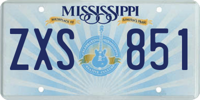 MS license plate ZXS851
