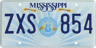 MS license plate ZXS854