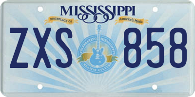 MS license plate ZXS858