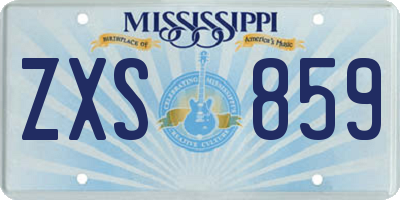 MS license plate ZXS859