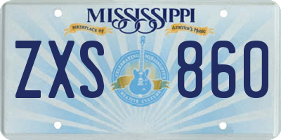 MS license plate ZXS860