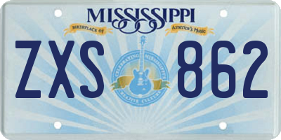MS license plate ZXS862