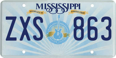 MS license plate ZXS863