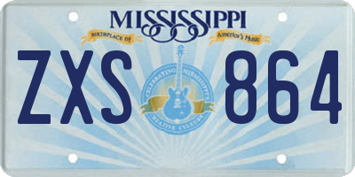 MS license plate ZXS864