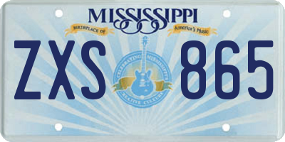 MS license plate ZXS865