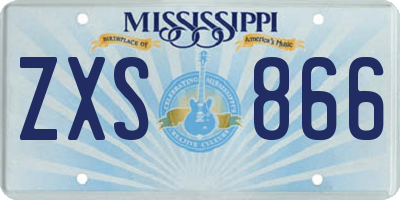 MS license plate ZXS866
