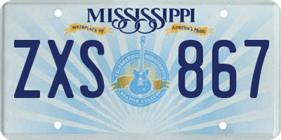 MS license plate ZXS867