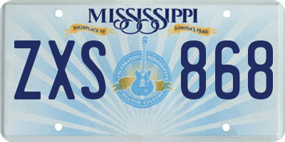 MS license plate ZXS868
