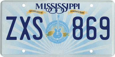 MS license plate ZXS869