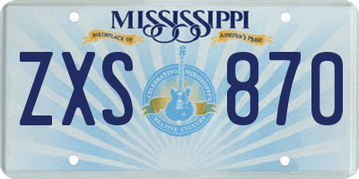 MS license plate ZXS870