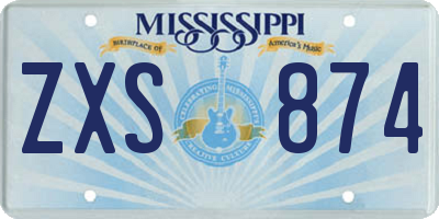 MS license plate ZXS874